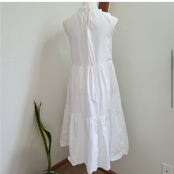J.CREW White Sleeveless Poplin Tiered Midi Dress Size 6 - Picture 6 of 9